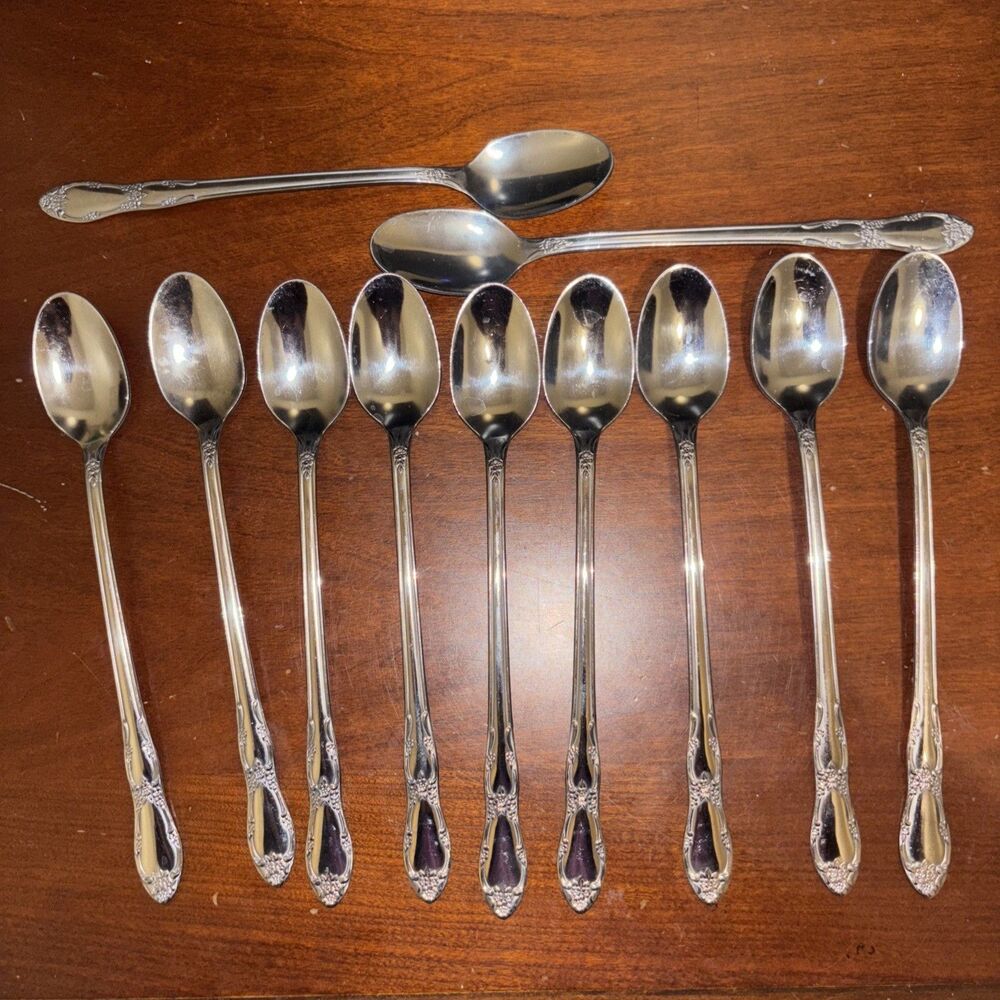 11 Pieces Oneida Wm Rogers FENWAY Iced Tea Spoon Stainless Steel Flatware